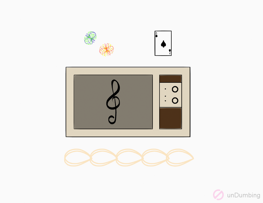Two Chinese jacks, playing card, TV with treble clef on screen, and Chinese jump rope