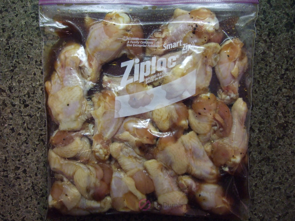 Chicken marinating in a freezer bag