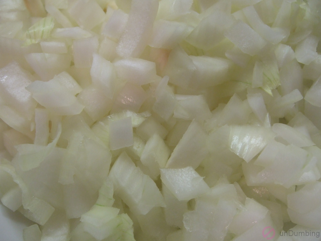 Diced onions in a bowl