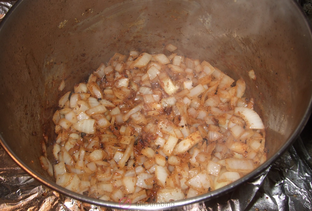 Onions softening in a pot