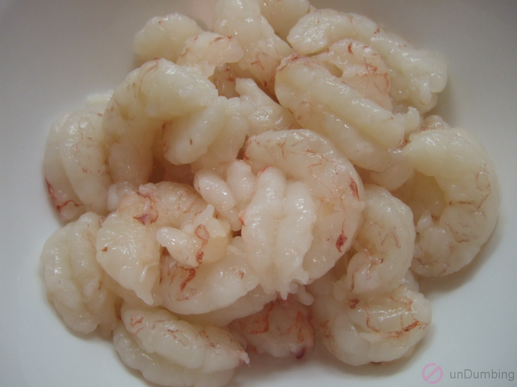 Defrosted shrimp in a bowl