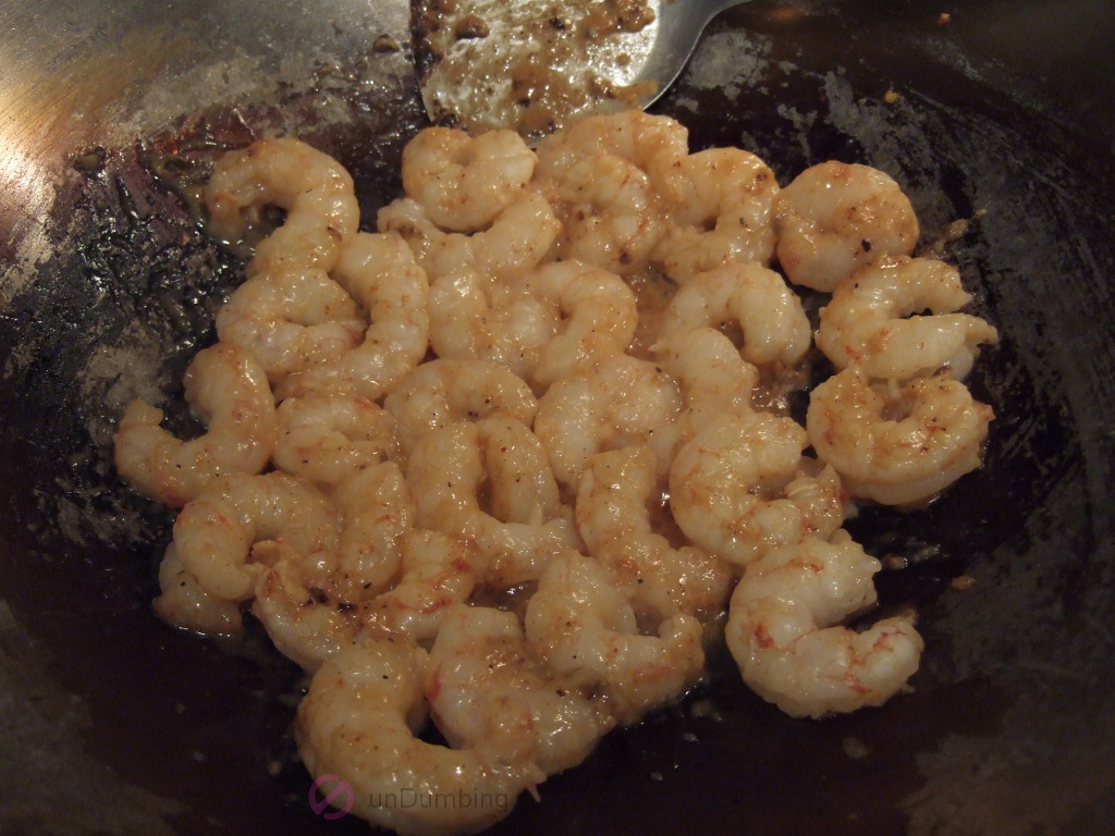 Shrimp cooking with miso butter