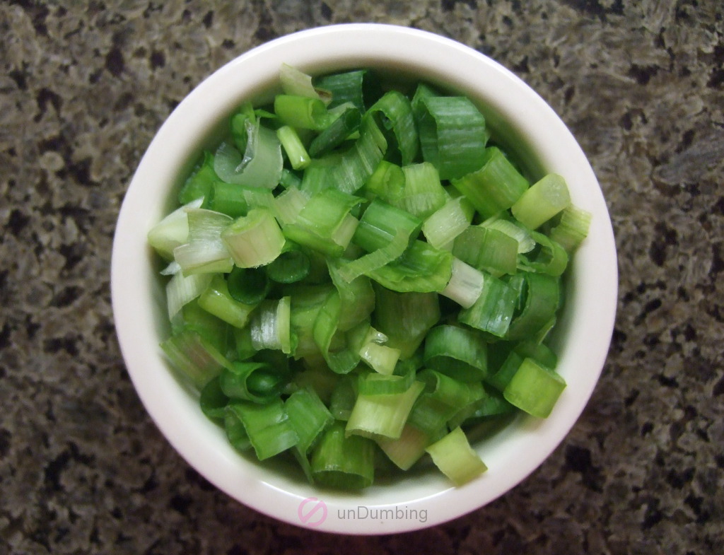 Ramekin of chopped spring onions