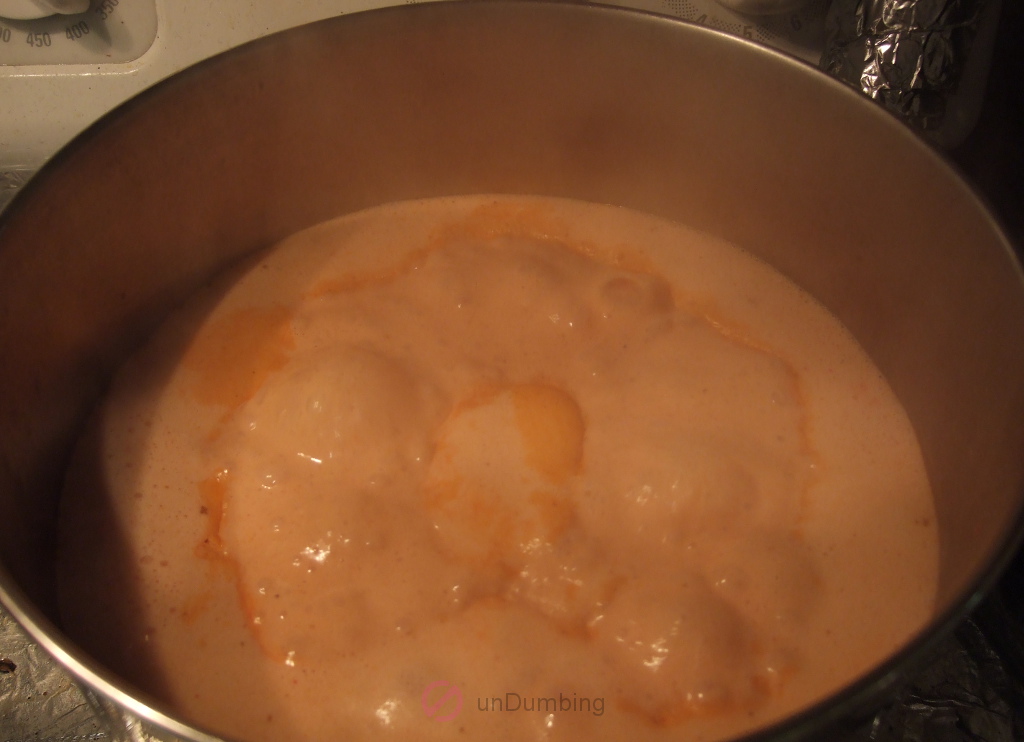 Sauce simmering in a saucepan