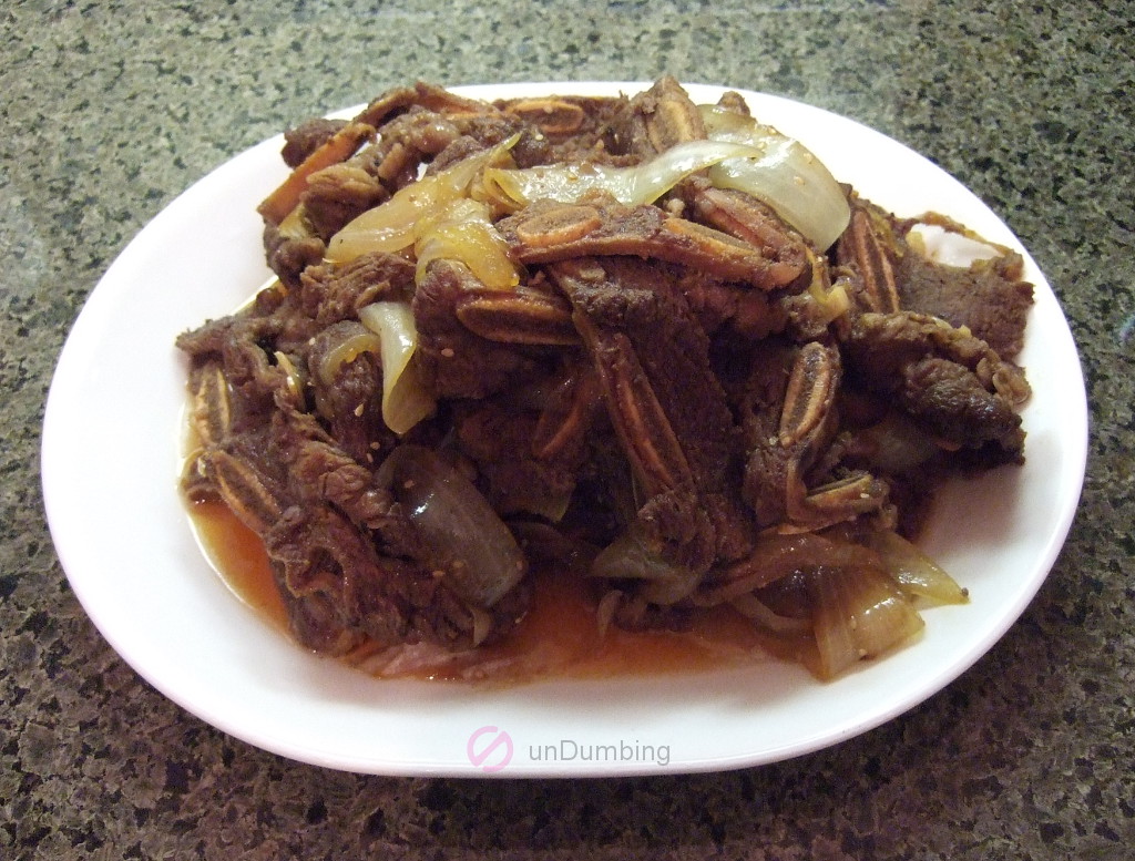 Plate of Korean braised beef short ribs (Try 2)