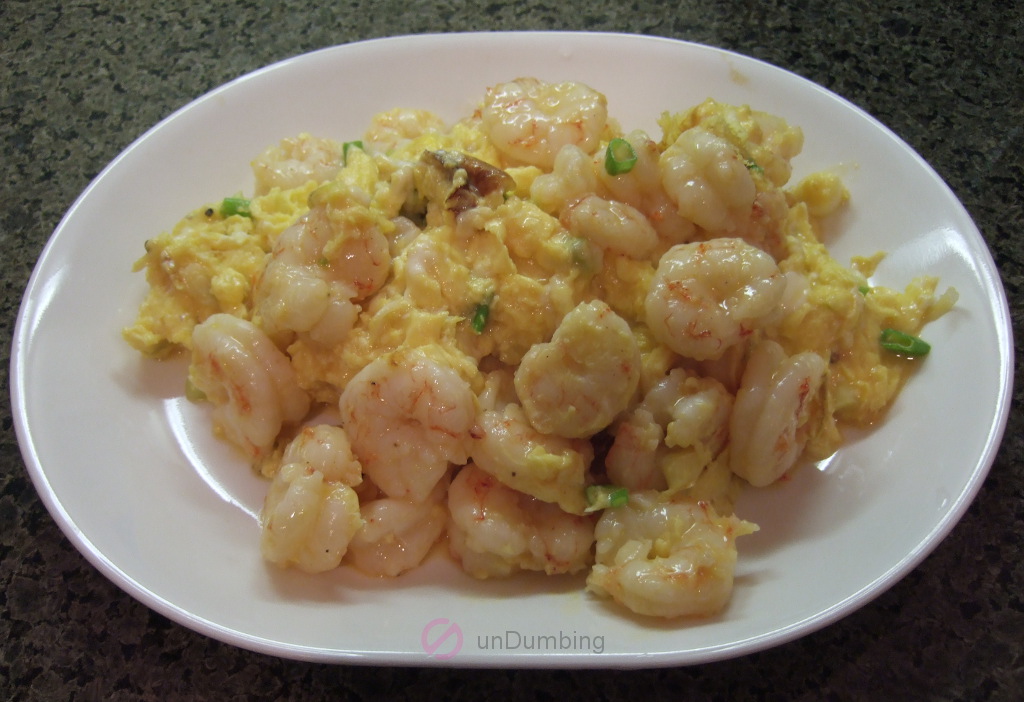 Plate of shrimp and egg stir fry (Try 2)