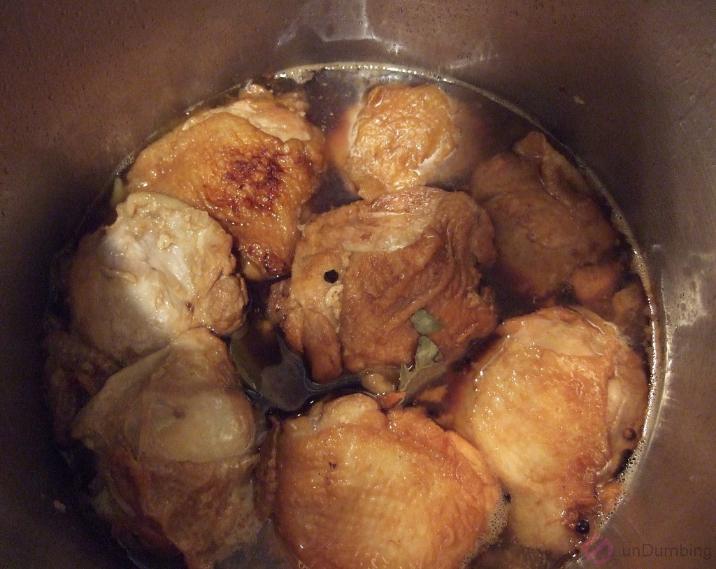 Cooked chicken in a pot
