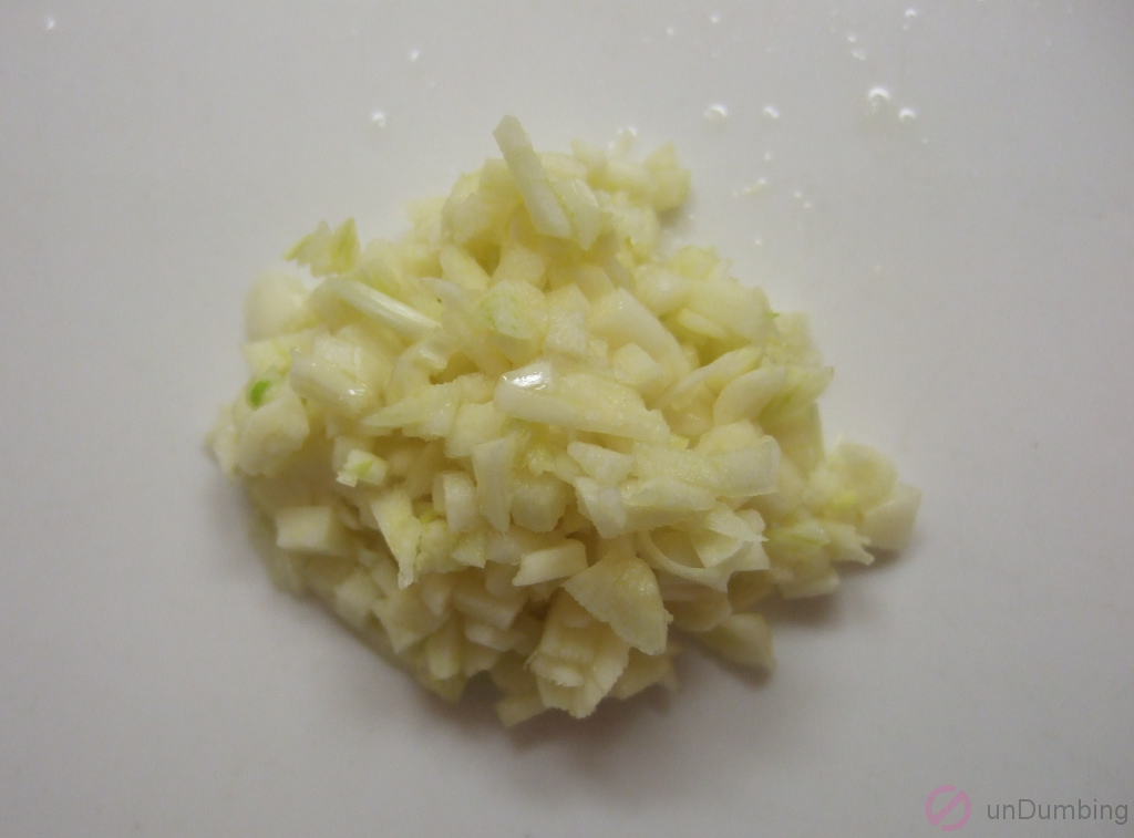 Plate of minced garlic