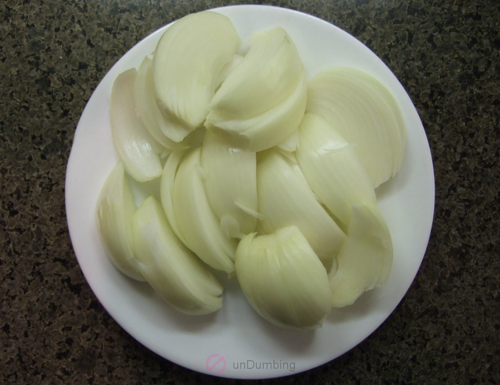 Onion wedges on a plate