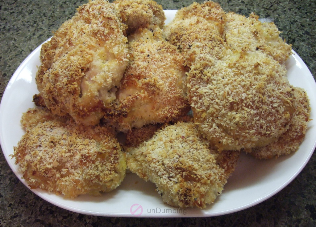 Plate of oven-fried chicken