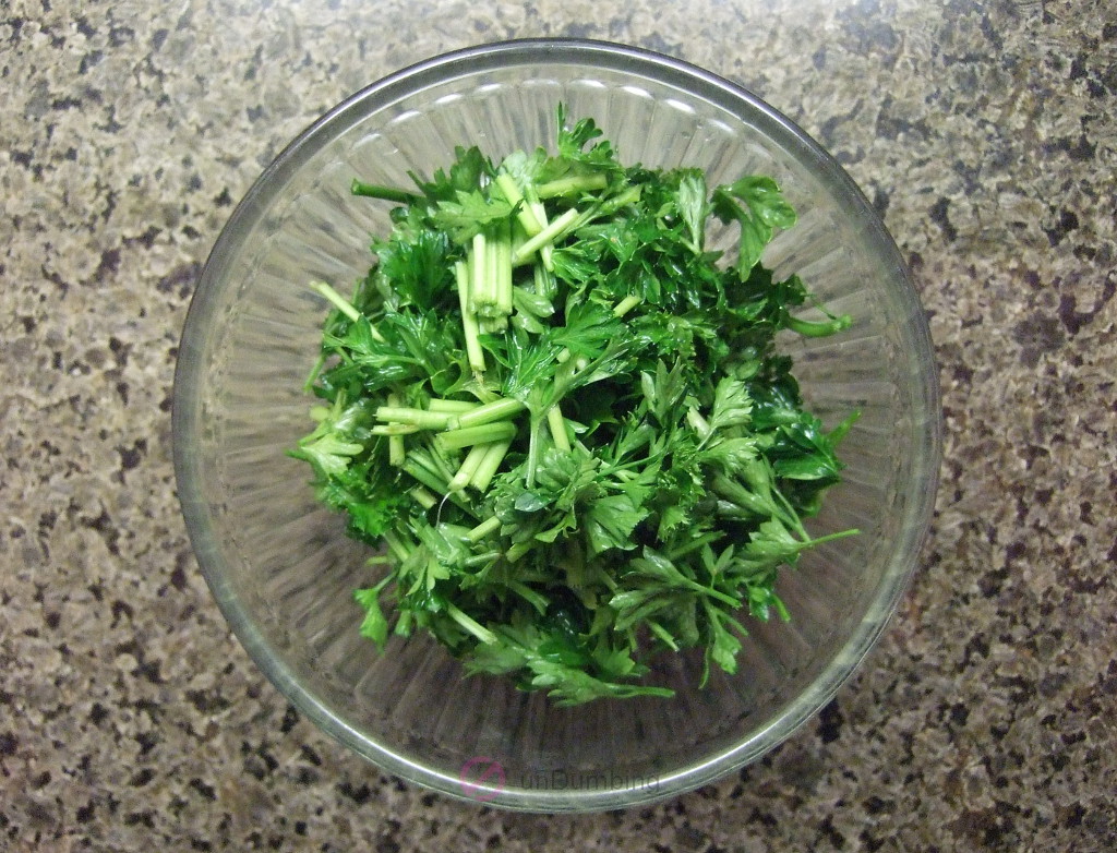 Bowl of chopped parsley