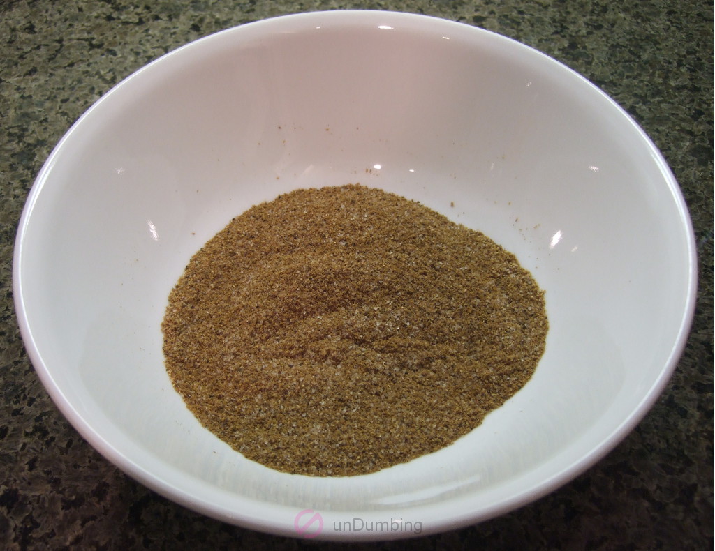 Bowl of salt and garam masala mixed together