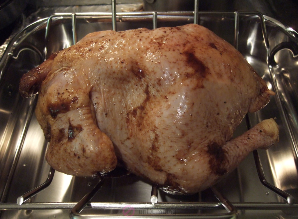 Chicken on a roasting rack
