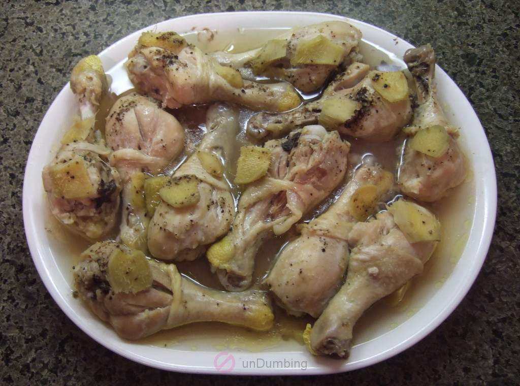 Plate of steamed chicken