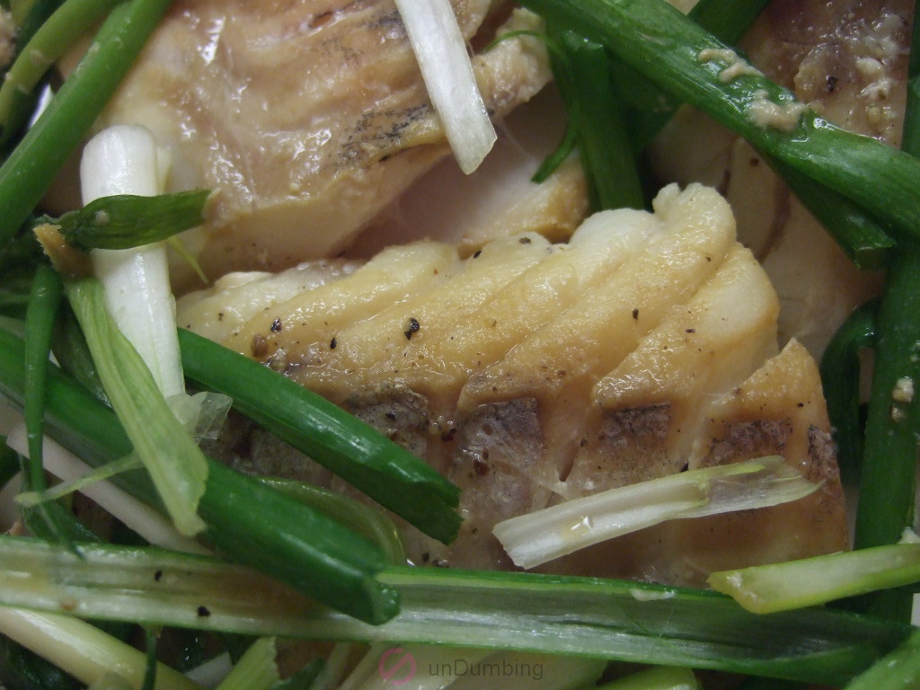 Steamed cod with ginger and scallions