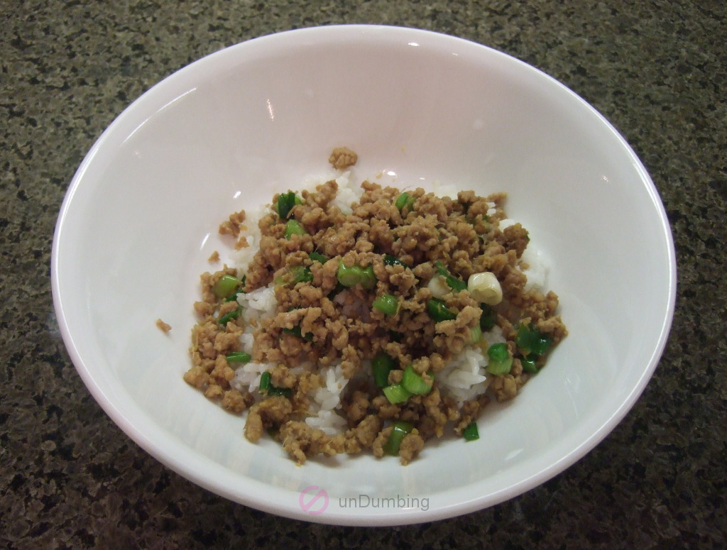 White bowl of ginger minced pork and rice (Try 2)