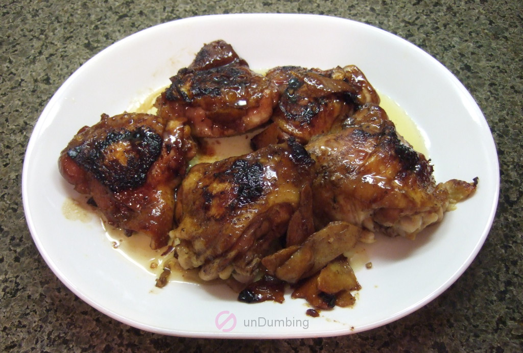 Glazed chicken on a white plate (Try 2)