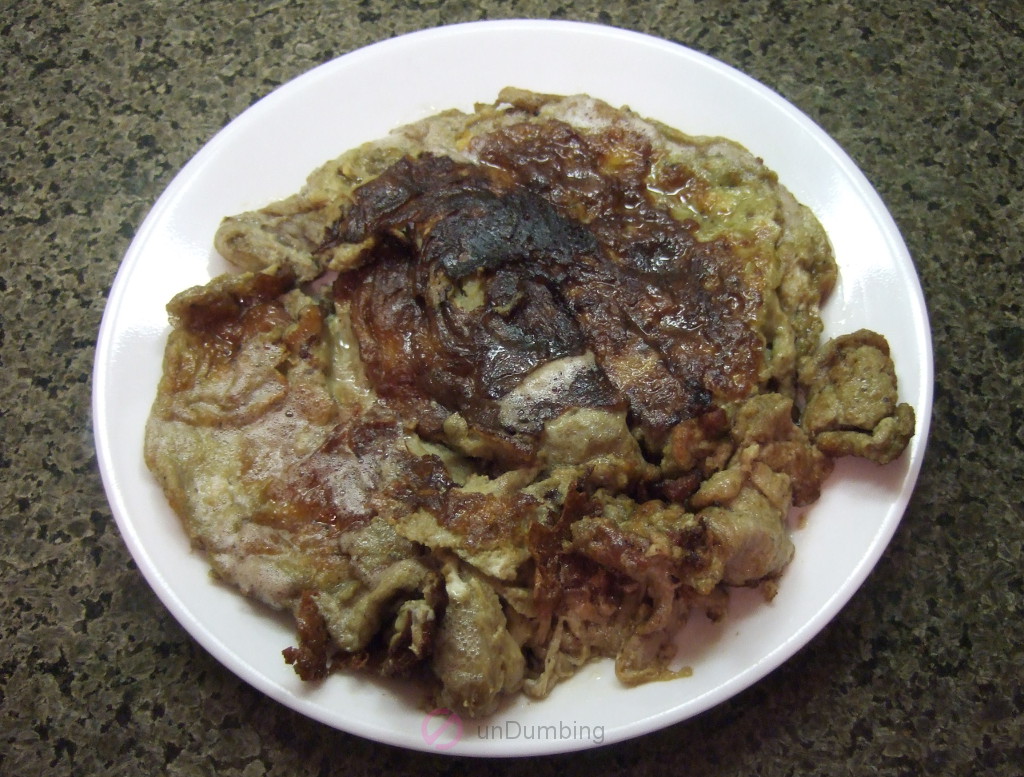 Eggplant omelette on a white plate (Try 2)