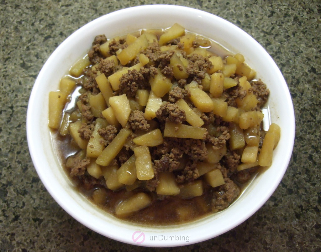 Bowl of ground beef and potatoes
