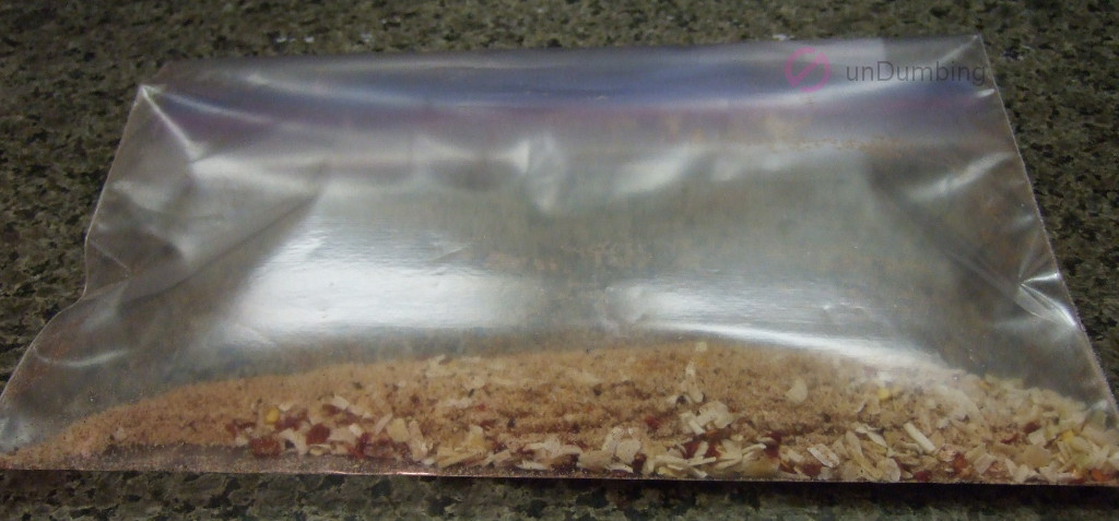 Homemade seasoned salt in a clear plastic bag