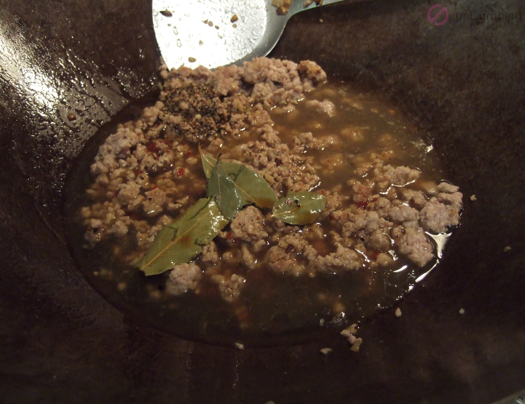 Seasoning added to the wok