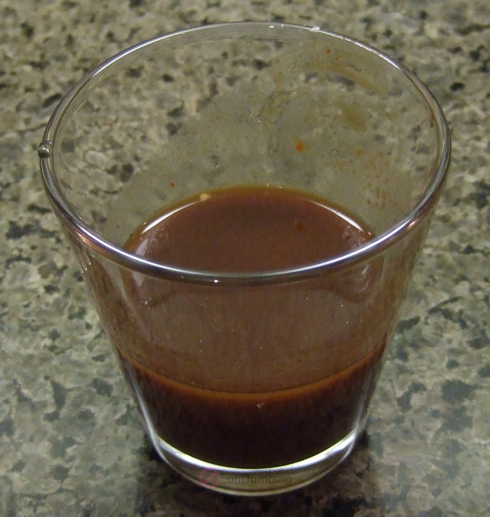 Stir-fry sauce in a shot glass