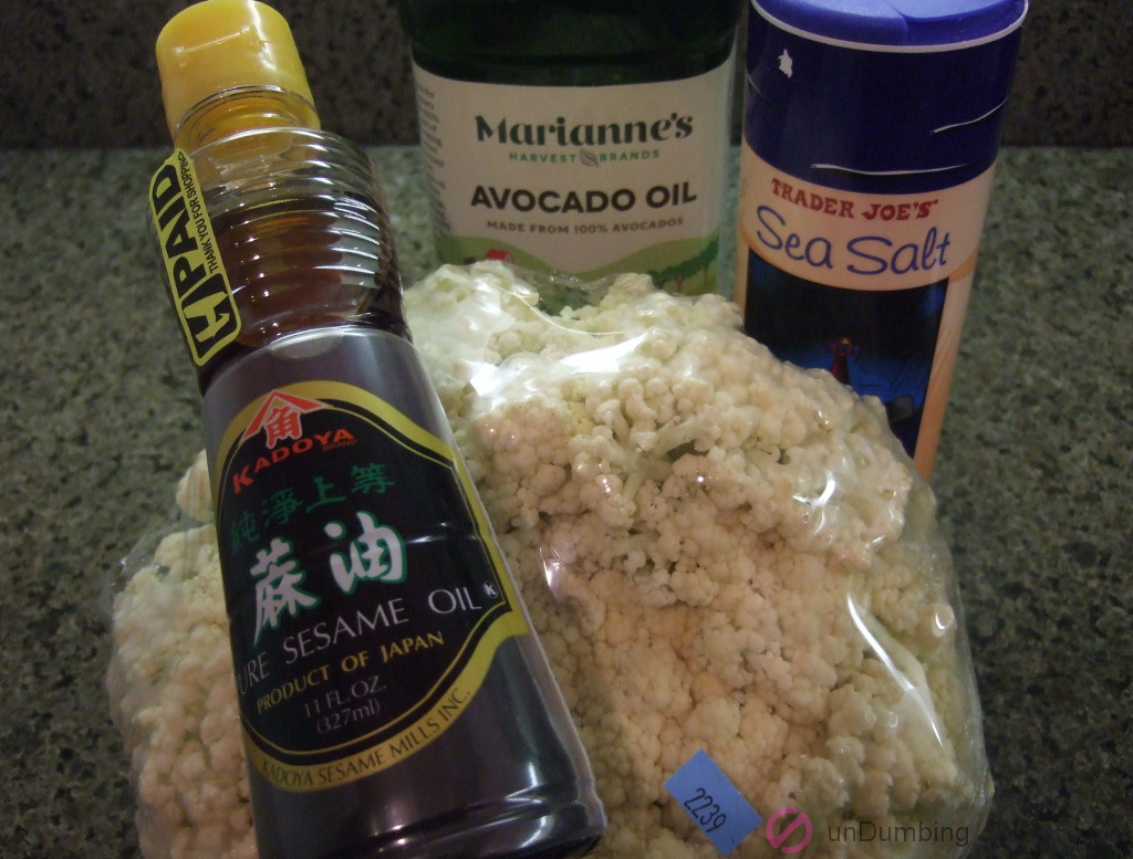 Sesame oil, avocado oil, sea salt, and flowering cauliflower
