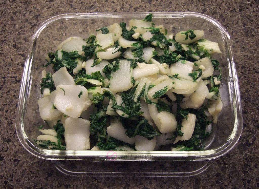 Easy bok choy in a glass container