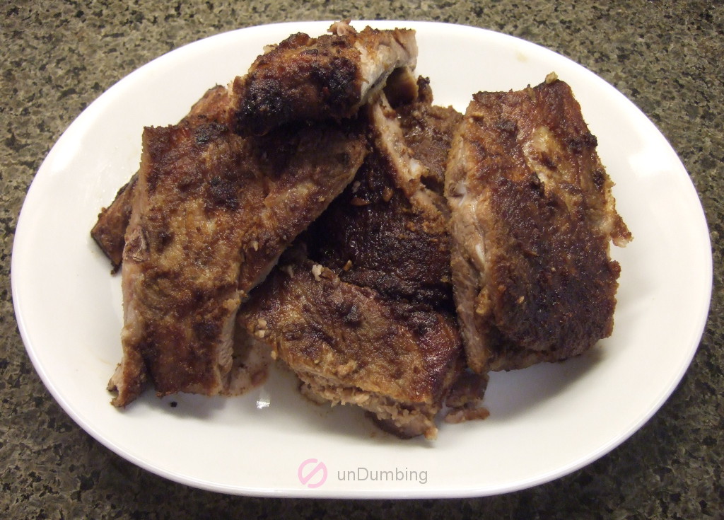 White plate of cumin pork ribs