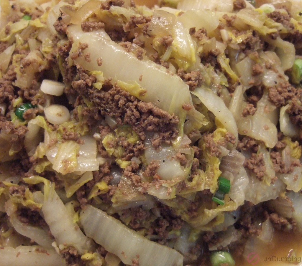 Ground beef and Napa cabbage stir-fry