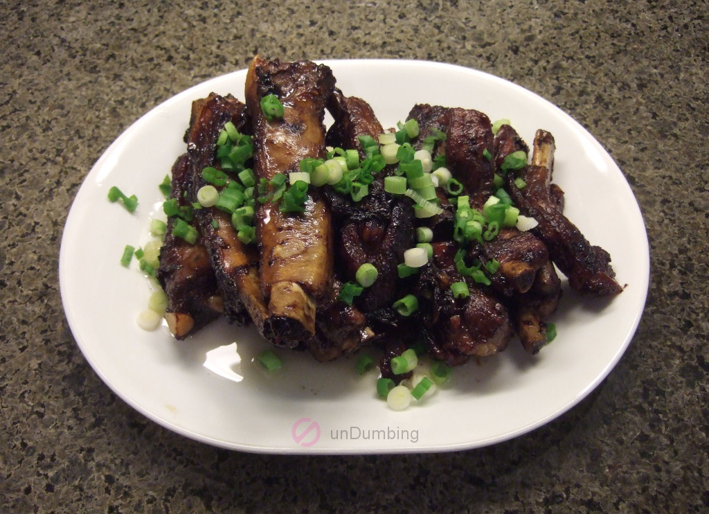 Chinese braised spare ribs on a white plate