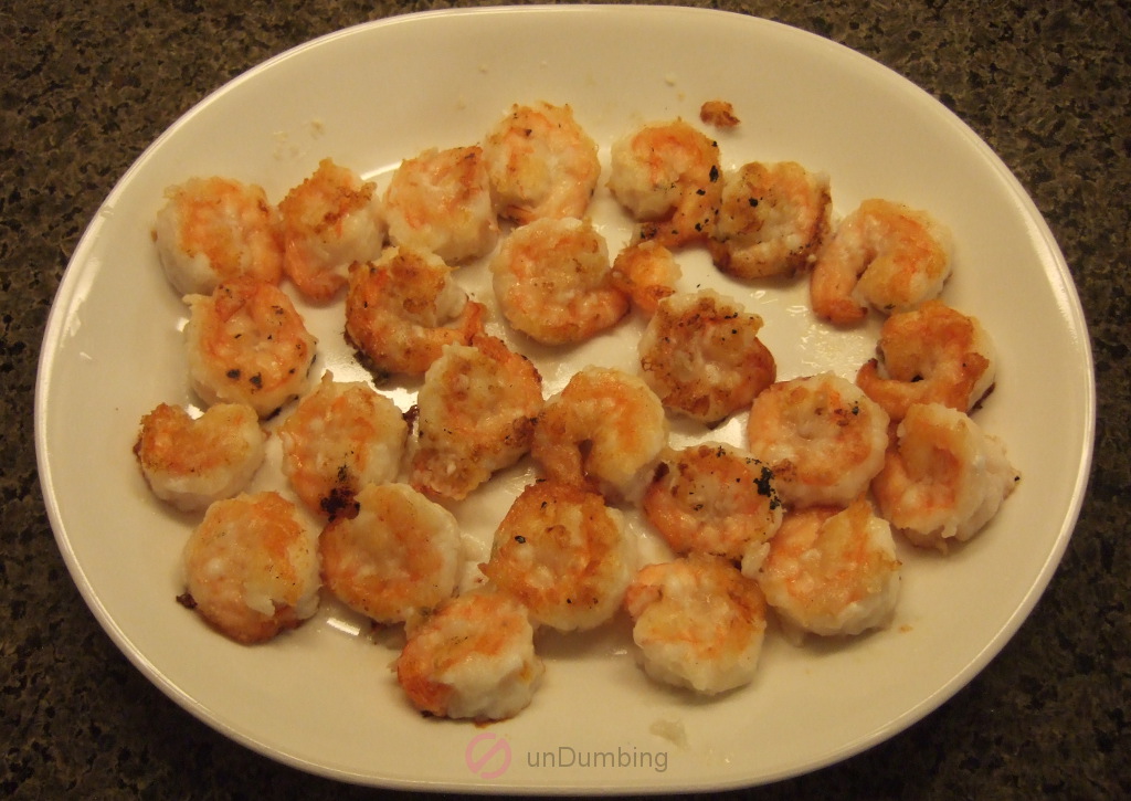 Cooked shrimp on a white plate