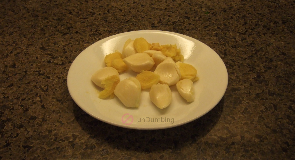 Ginger and garlic on a white plate