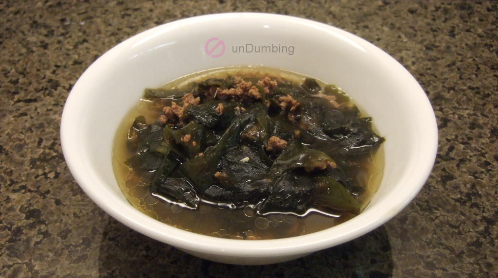 Korean seaweed soup in a white bowl