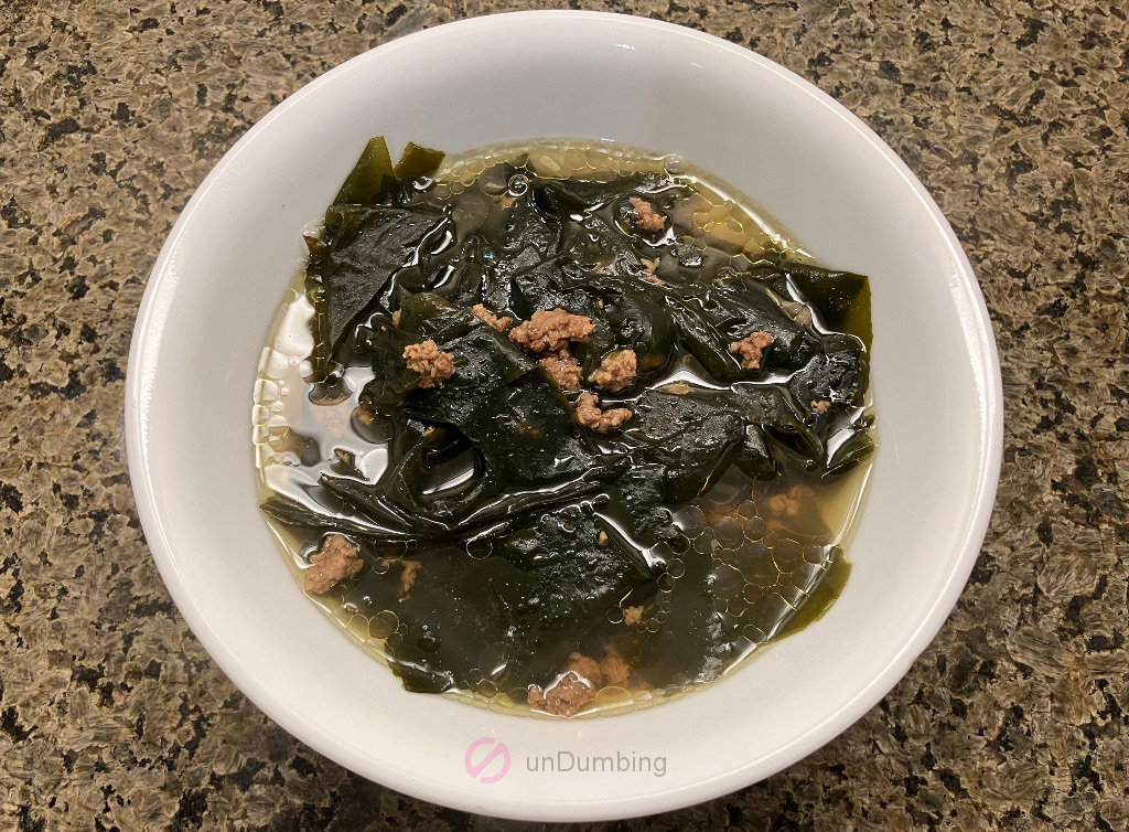 Korean seaweed soup in a white bowl (Try 2)