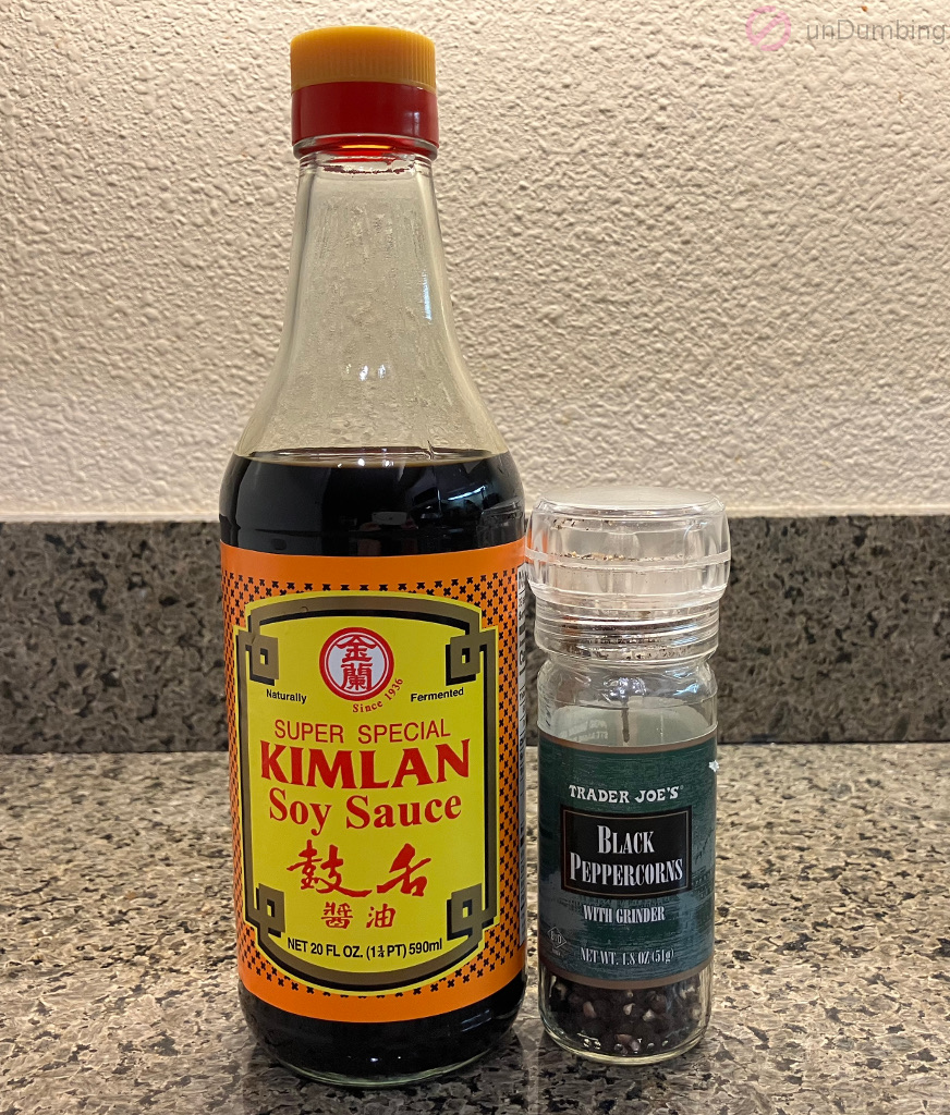 New soy sauce and black pepper