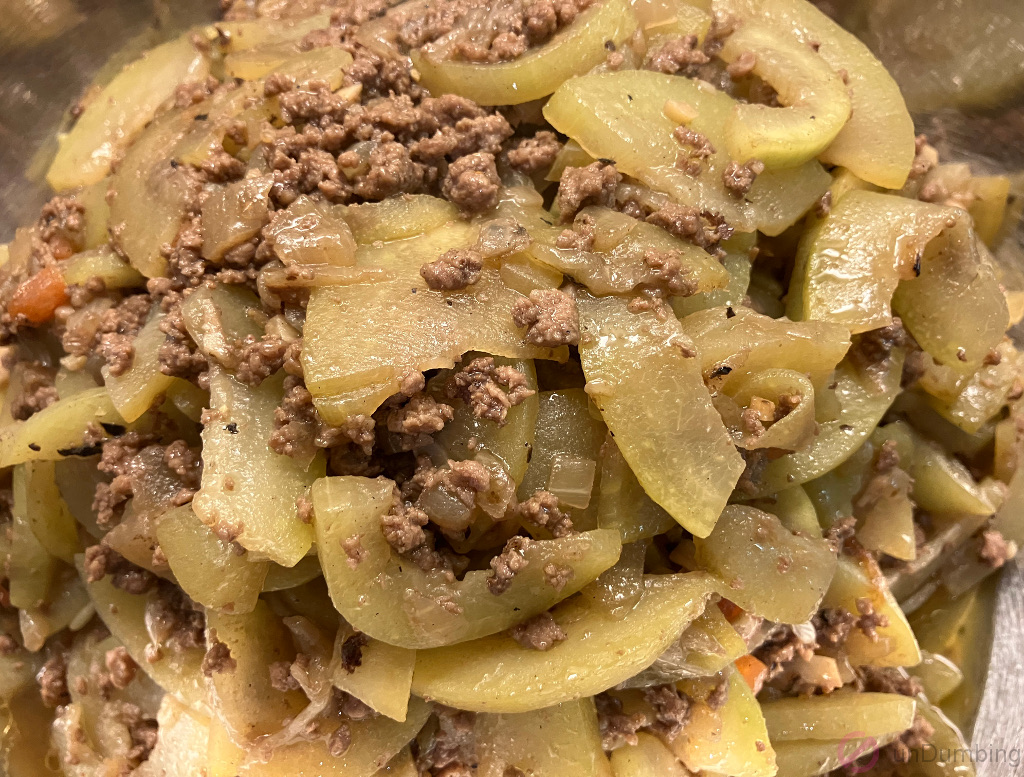 Sautéed Opo squash with ground beef