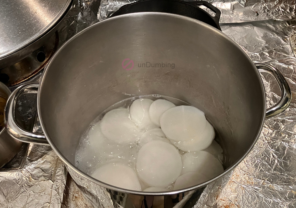 Flipped radish in the pot